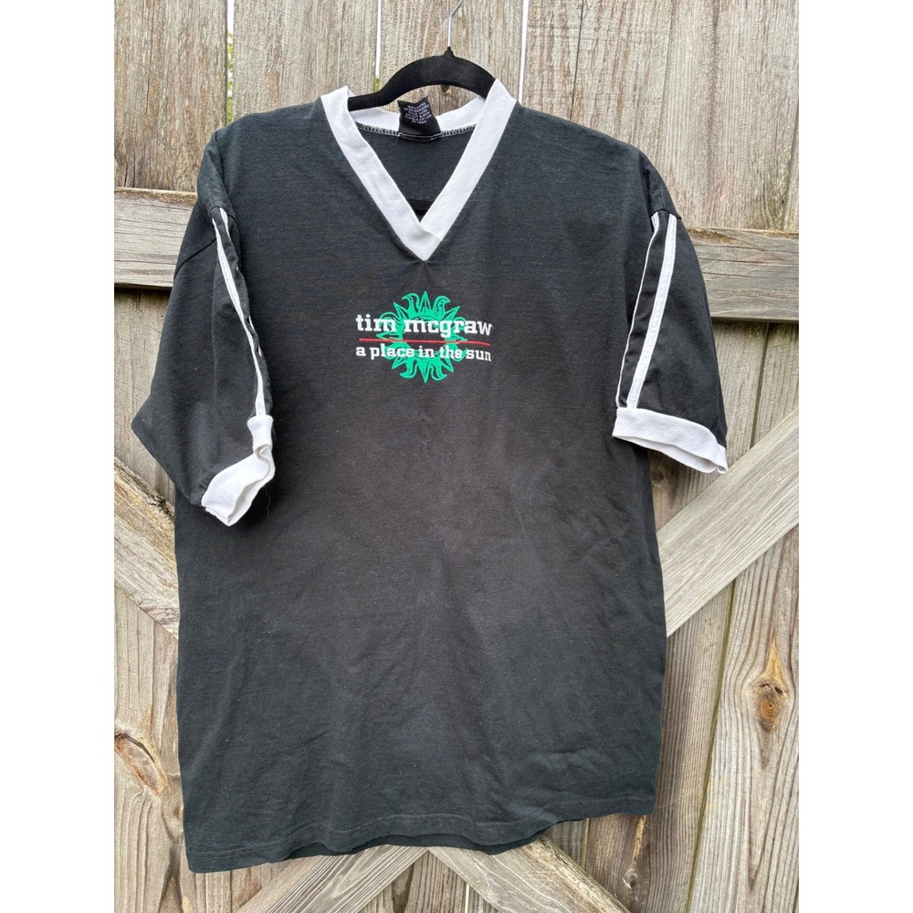 Vintage 1999 Tim McGraw A Place in the Sun Tour Shirt XL Black V-Neck Jersey